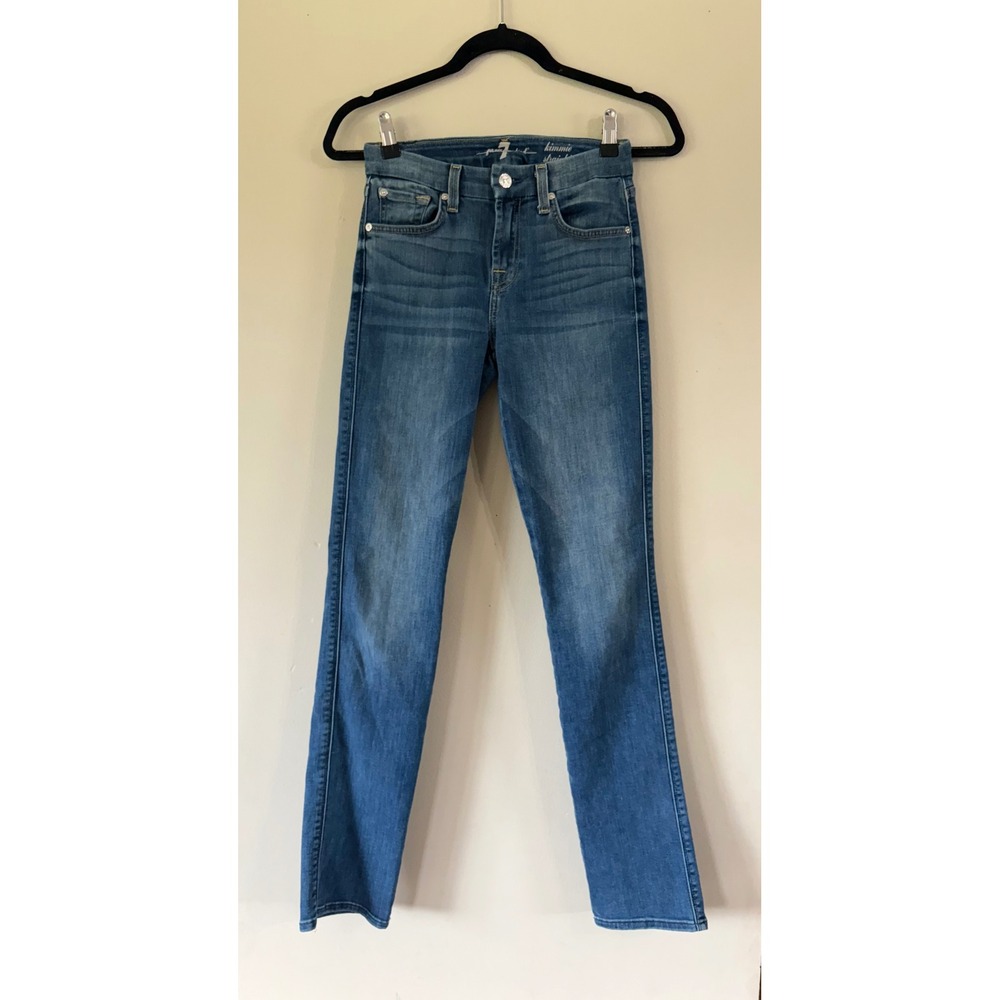 7 For All Mankind Kimmie Straight Leg Jeans Medium Wash Blue Denim Size 26